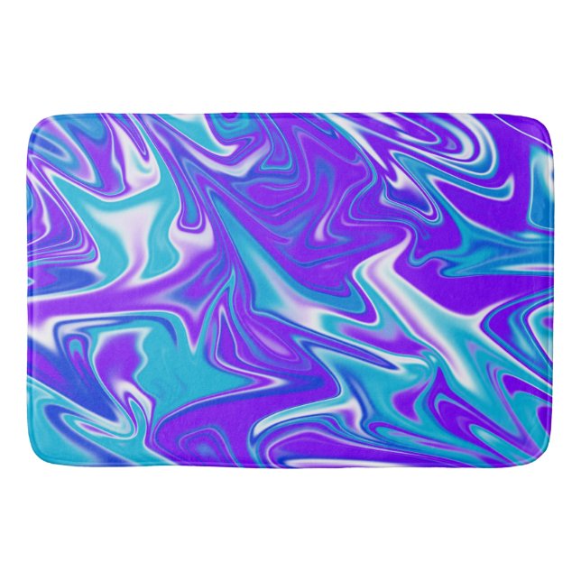 Tapete De Banheiro "Ondas Celestiais: O Mármore Azul Branco e Roxo (Frente)