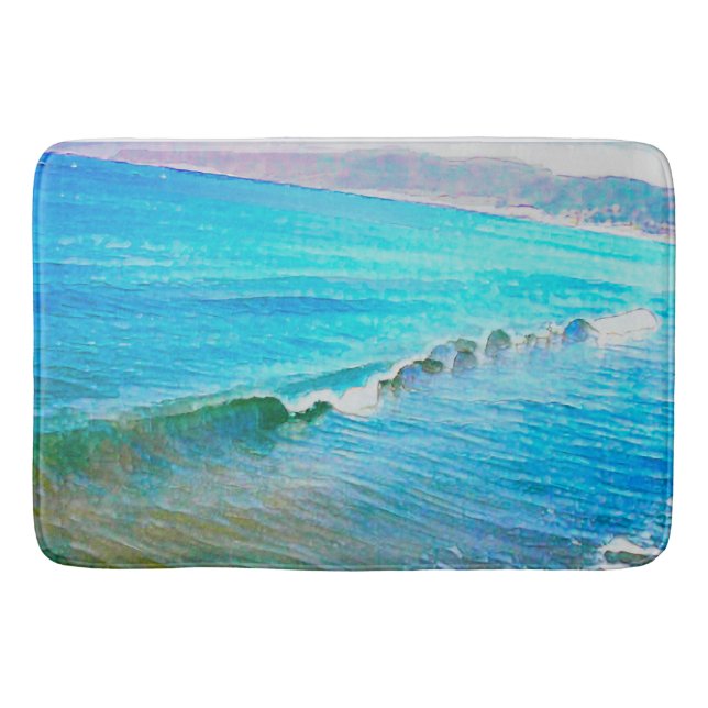 Tapete De Banheiro Ondas de Aquarela  (Frente)