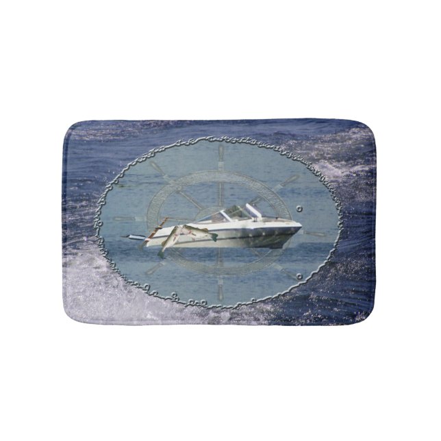 Tapete De Banheiro Ondas de Barcos Náuticos (frente)