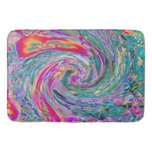Tapete De Banheiro Ondas de Cores Psicodélicas Florais Abstratas em A