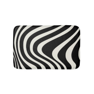 Tapete De Banheiro Ondas de estilo retrô preto e branco