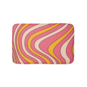 Tapete De Banheiro Ondas do estilo retrô cor-de-rosa e laranja