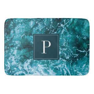 Tapete De Banheiro Ondas do Mar de Turquesa Personalizadas em Monogra