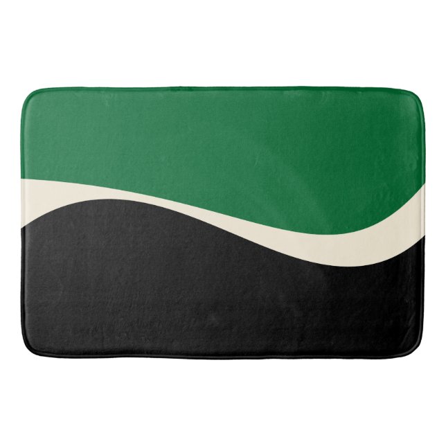 Tapete De Banheiro Ondas simples 2 em verde, creme e preto (Frente)