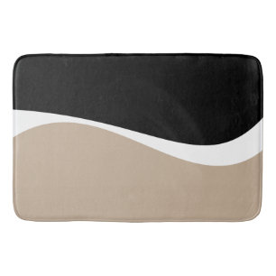 Tapete De Banheiro Ondas Simples 2 - Taupe, Preto e Branco