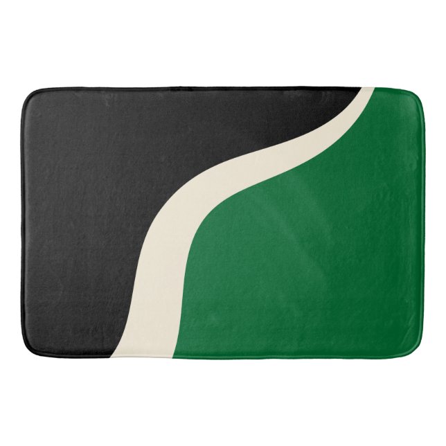 Tapete De Banheiro Ondas simples 3 em verde, creme e preto (Frente)