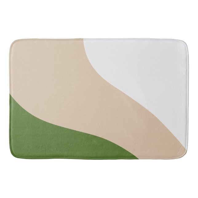 Tapete De Banheiro Ondas Simples - Branco, Areia e Verde (Frente)