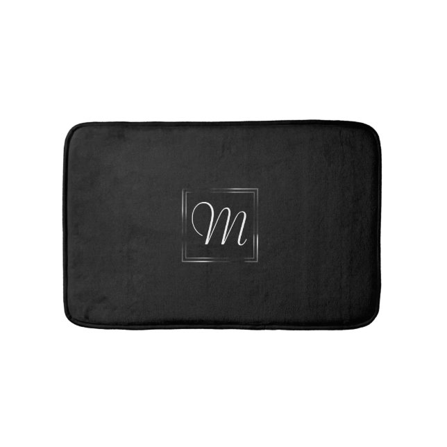 Tapete De Banheiro Onyx Black Velvet | Monograma de Grunge Chalkboard (frente)