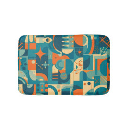 Tapete De Banheiro Orange and Teal Geometric Abstract