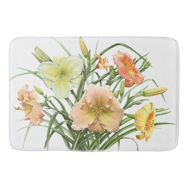 Tapete De Banheiro Orange Daylily Garden Floral Design (Frente)