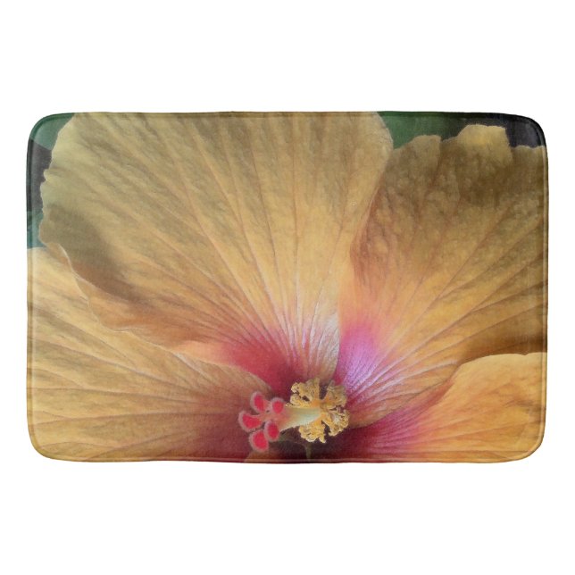 Tapete De Banheiro Orange Hibiscus Ruffle (Frente)