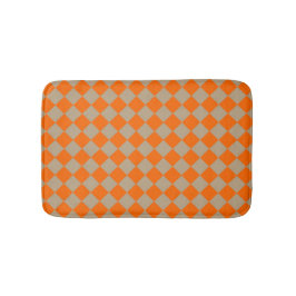 Tapete De Banheiro Orange Taupe Checker Diamond Pattern