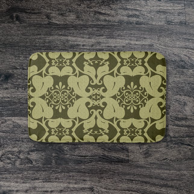 Tapete De Banheiro Ornamentado Olive Green Modern Elegant Pattern Bat (Criador carregado)