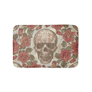 Tapete De Banheiro Ornamento de Hulhas e Rosas Retro