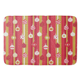 Tapete De Banheiro Ornamentos de Árvore de Natal Amarelo Vermelho