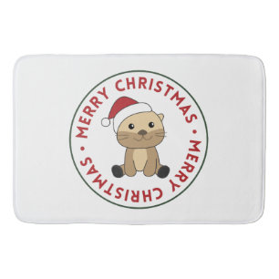 Tapete De Banheiro Otter Natal Neve Animais de inverno Otter Bath Mat