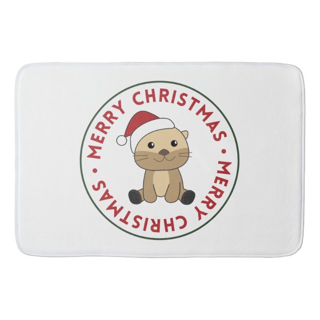 Tapete De Banheiro Otter Natal Neve Animais de inverno Otter Bath Mat (Frente)