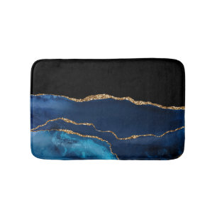Tapete De Banheiro Ouro Brilhante Azul Agate Marble Brilhante Glam
