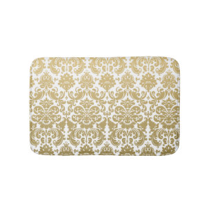 Tapete De Banheiro Ouro e cor damasco elegante branca