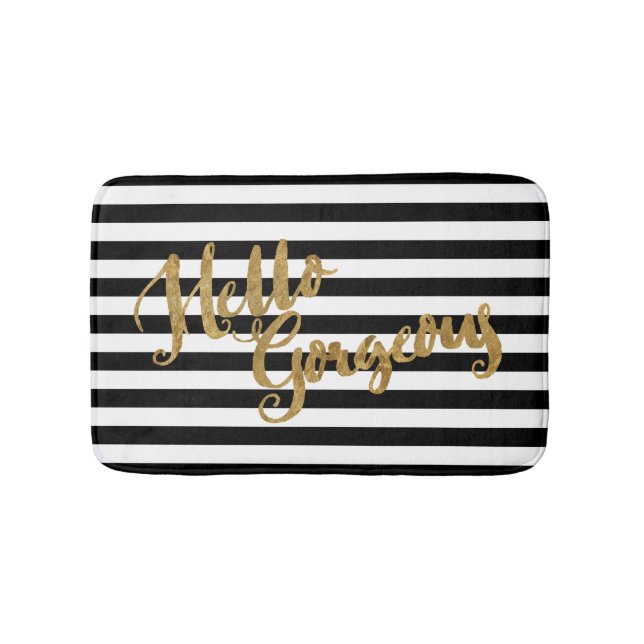 Tapete De Banheiro Ouro Hello Gorgeous Stripes (frente)
