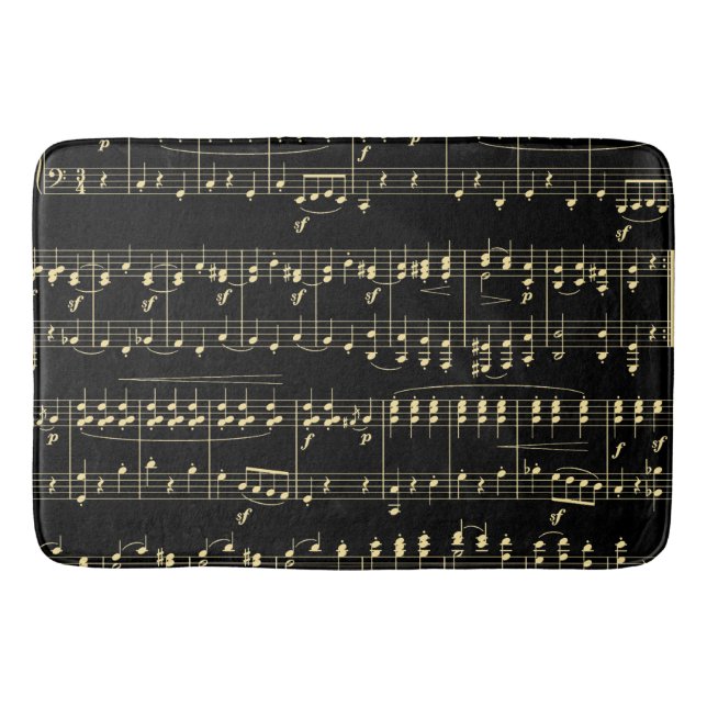 Tapete De Banheiro Ouro musical em preto (Frente)