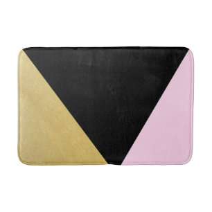 Tapete De Banheiro Ouro Preto e Blocos de Cor Rosa Mod Glam Triângulo