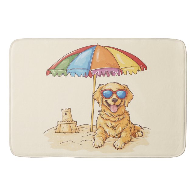 Tapete De Banheiro Ouro Retriever Beach og (Frente)