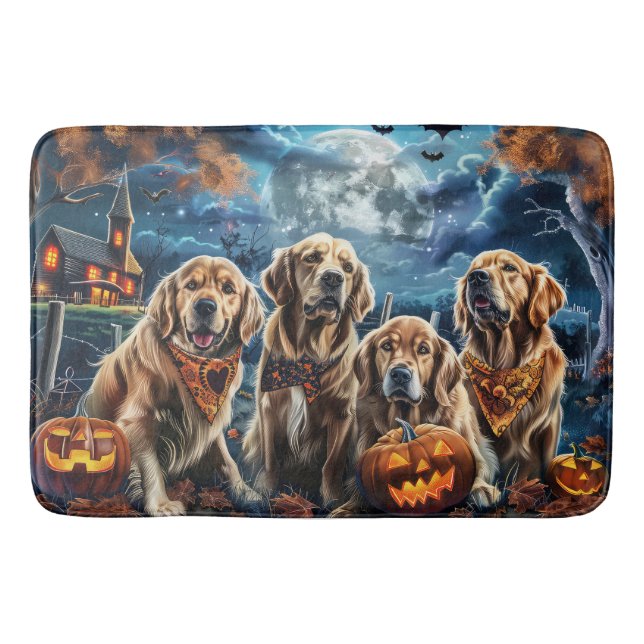 Tapete De Banheiro Ouro Retriever Halloween Spooky (Frente)