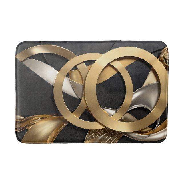 Tapete De Banheiro Ouro Rings Abstrato - Design moderno de luxo (Frente)