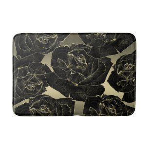 Tapete De Banheiro Ouro & Rosa Preto Glam Elegante Chique Sofisticado
