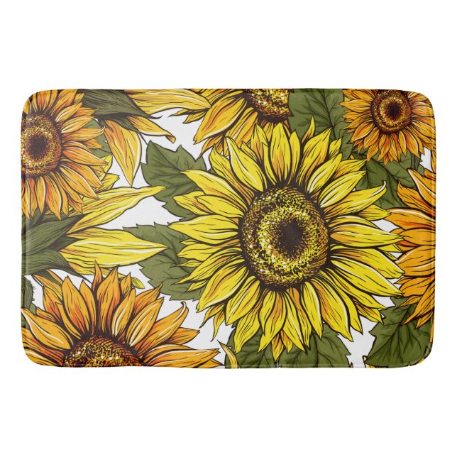 Tapete De Banheiro Ouro Rustic Country Sunflower Chá Curt (Frente)