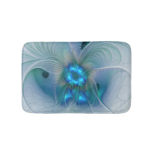 Tapete De Banheiro Ovações em pé, Abstrato Azul Turquesa Fractal
