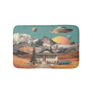 Tapete De Banheiro OVNI Surrealista Sobre Casa Rústica