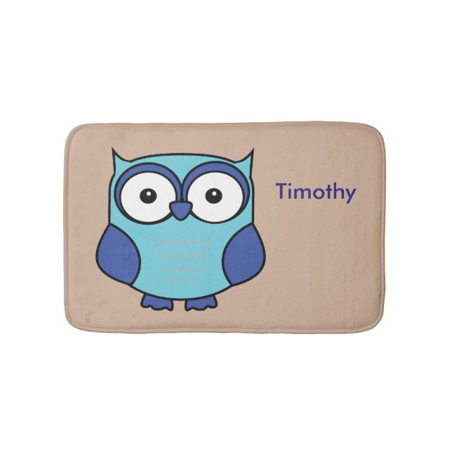 Tapete De Banheiro Owl Blue e Aqua personalizados (frente)