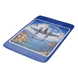 Tapete De Banheiro P-38 Lightning Sobre o Mediterrâneo