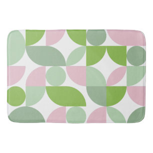 Tapete De Banheiro Padrão Abstrato Geométrico Rosa e Verde
