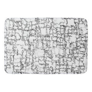 Tapete De Banheiro Padrão Abstrato Preto e Branco