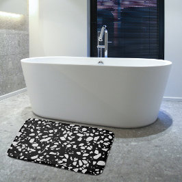 Tapete De Banheiro Padrão abstrato Terrazzo Mosaico preto e branco