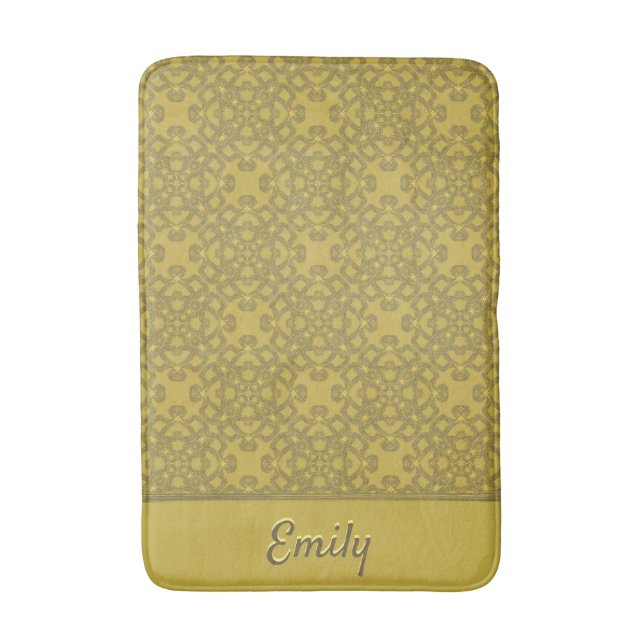 Tapete De Banheiro Padrão Amarelo da Mostarda Personalizada (Frente Vertical)