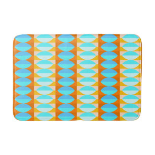 Tapete De Banheiro Padrão Amarelo Laranja Azul Turquesa Colorido