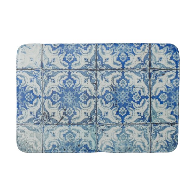 Tapete De Banheiro Padrão Antiquado de Azulejos Portugueses - Azulejo (Frente)
