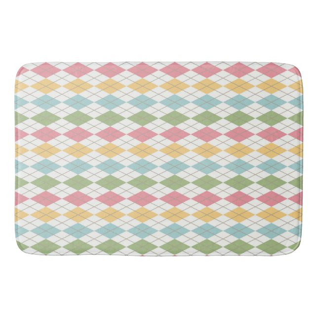 Tapete De Banheiro Padrão Argyle Pastel (Frente)
