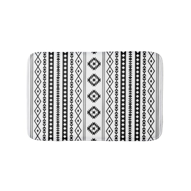 Tapete De Banheiro Padrão Aztec Black on White Mixed Motifs (V) (frente)