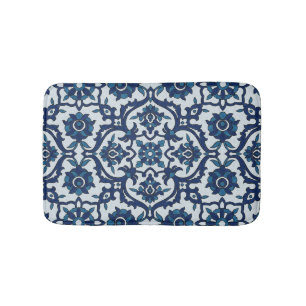 Tapete De Banheiro Padrão Azulejos Floral Azulejo Azulejos Azul