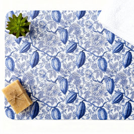 Tapete De Banheiro Padrão Botânico Azul Toile Única Chic Cacau