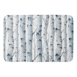 Tapete De Banheiro Padrão branco da cinza da árvore de aves