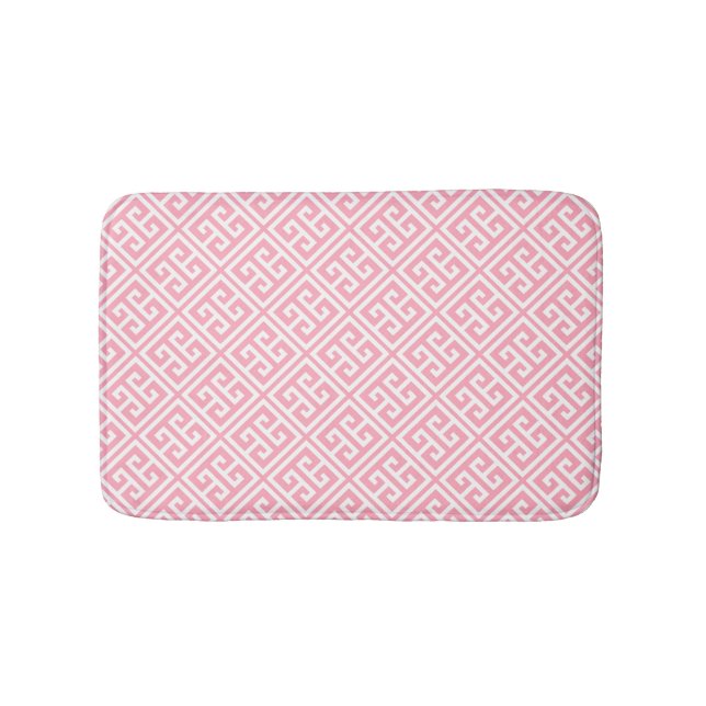 Tapete De Banheiro Padrão-chave grego rosa (frente)