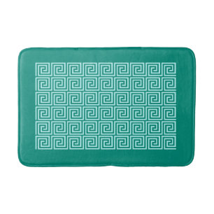 Tapete De Banheiro Padrão-chave grego, Turquesa e Aqua