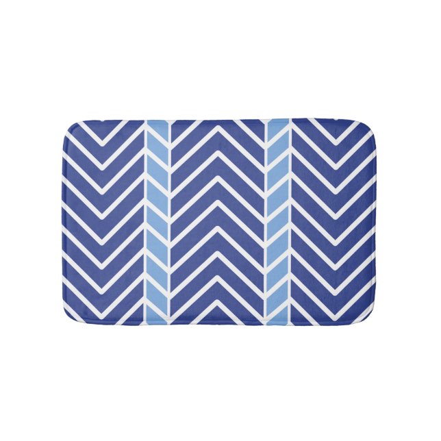 Tapete De Banheiro Padrão Chevron Azul (frente)
