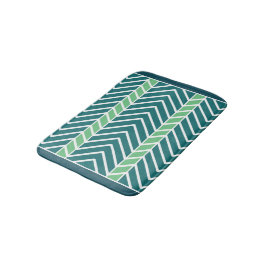 Tapete De Banheiro Padrão Chevron Azul-Verde